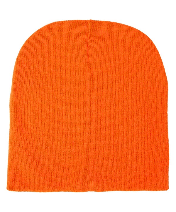 NuFazes Unisex 8" Beanie 100% Acrylic - Multiple Colors - Orange - CH188KNMQGH