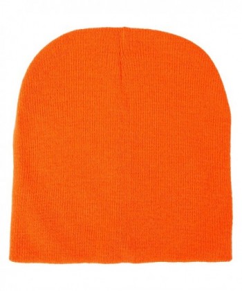 NuFazes Unisex 8" Beanie 100% Acrylic - Multiple Colors - Orange - CH188KNMQGH