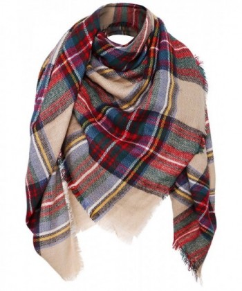 Women's Plaid Scarf Oversized Fall/Winter Blanket Wrap Shawl - Camel - C7187N38MQX