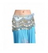 ZLTdream Women's Belly Dance Wave Shape Hip Scarf With Gold Coins - Light Blue - C9189I0GOEC