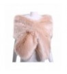 KAMA BRIDAL Women Long Faux Fox Fur Shawl Bridal Stole Cover Up Winter Soft Bolero Scarf - Blush - C5188RZAOY9
