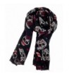 Roswear Women's Pure Wool Sugar Skull Print Super Soft Long Scarf Shawl - Black - C4128A5SQ3P