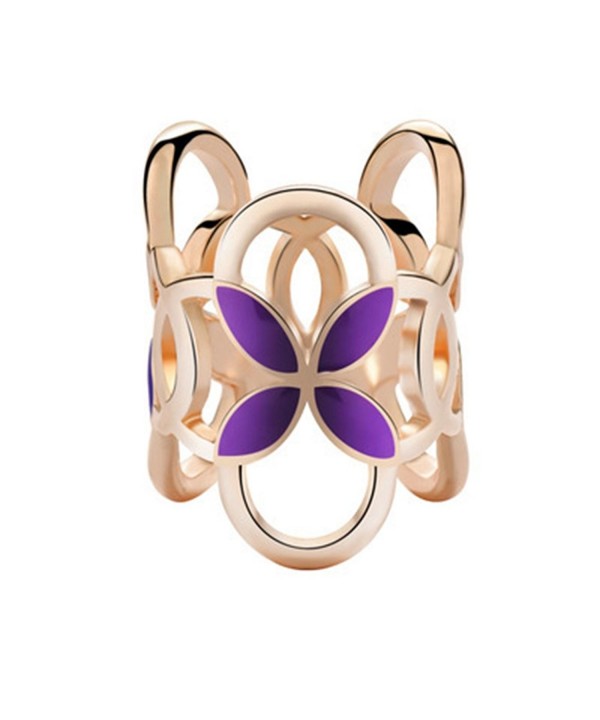 Fashion Three Ring Scarf Clip Four-leaf Clover Shawl Buckle Brooch Pin for Women - Purple - CK182XMHATG